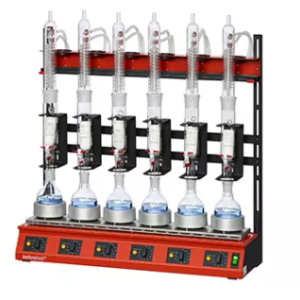 Thiết bị chiết Soxhlet Behr R106S 6 mẫu, hệ thống chiết béo tự động, độ chính xác cao, phù hợp phòng QC, thực phẩm, dược phẩm, phân tích môi trường.